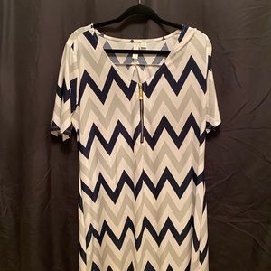 Navy white abs gray dress